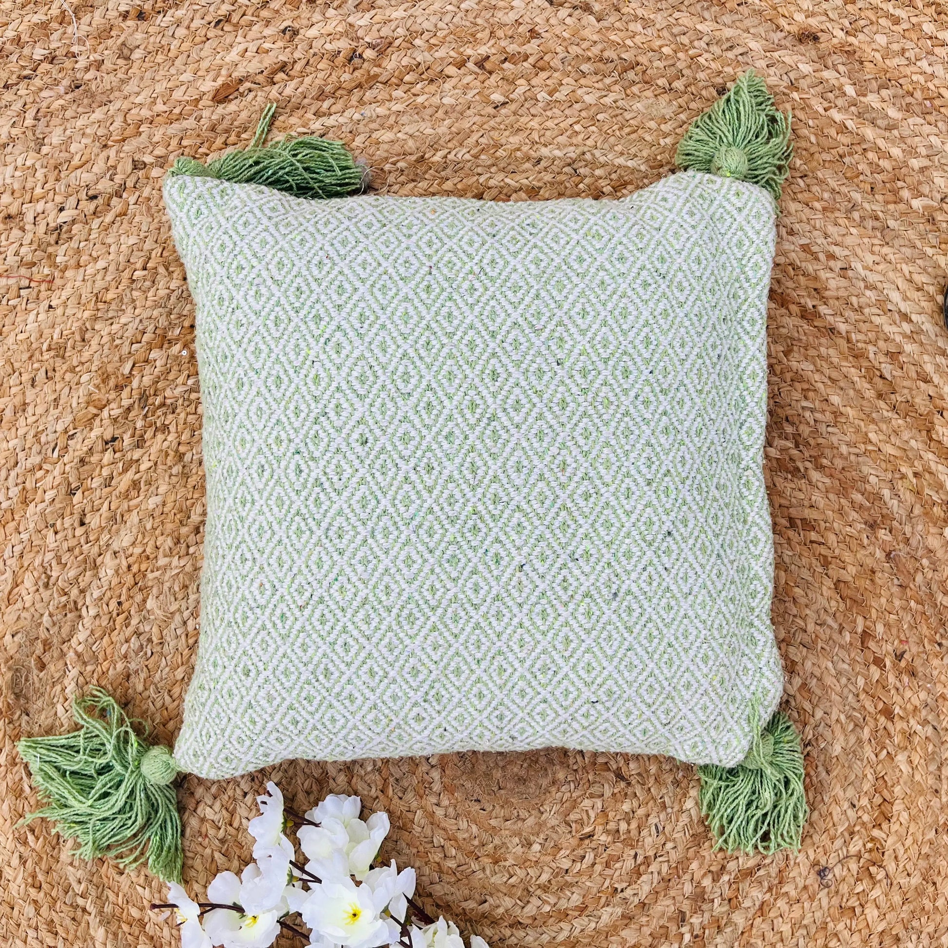 Green Cotton Cushion Cover for Home - Laxhofur