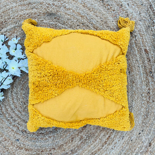 Mustard Yellow Cushion Cover with Tassels