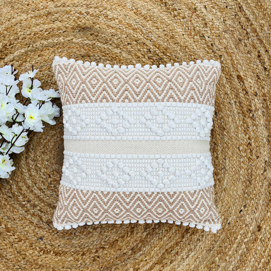 Embroidered Cotton Cushion Cover (White)