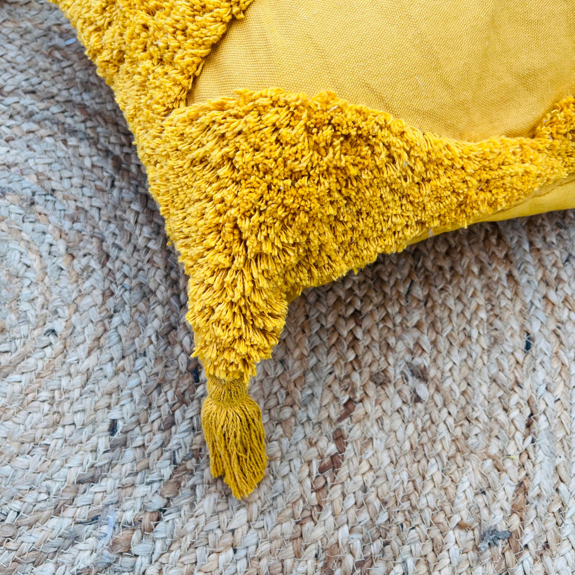 Mustard Yellow Cushion Cover with Tassels