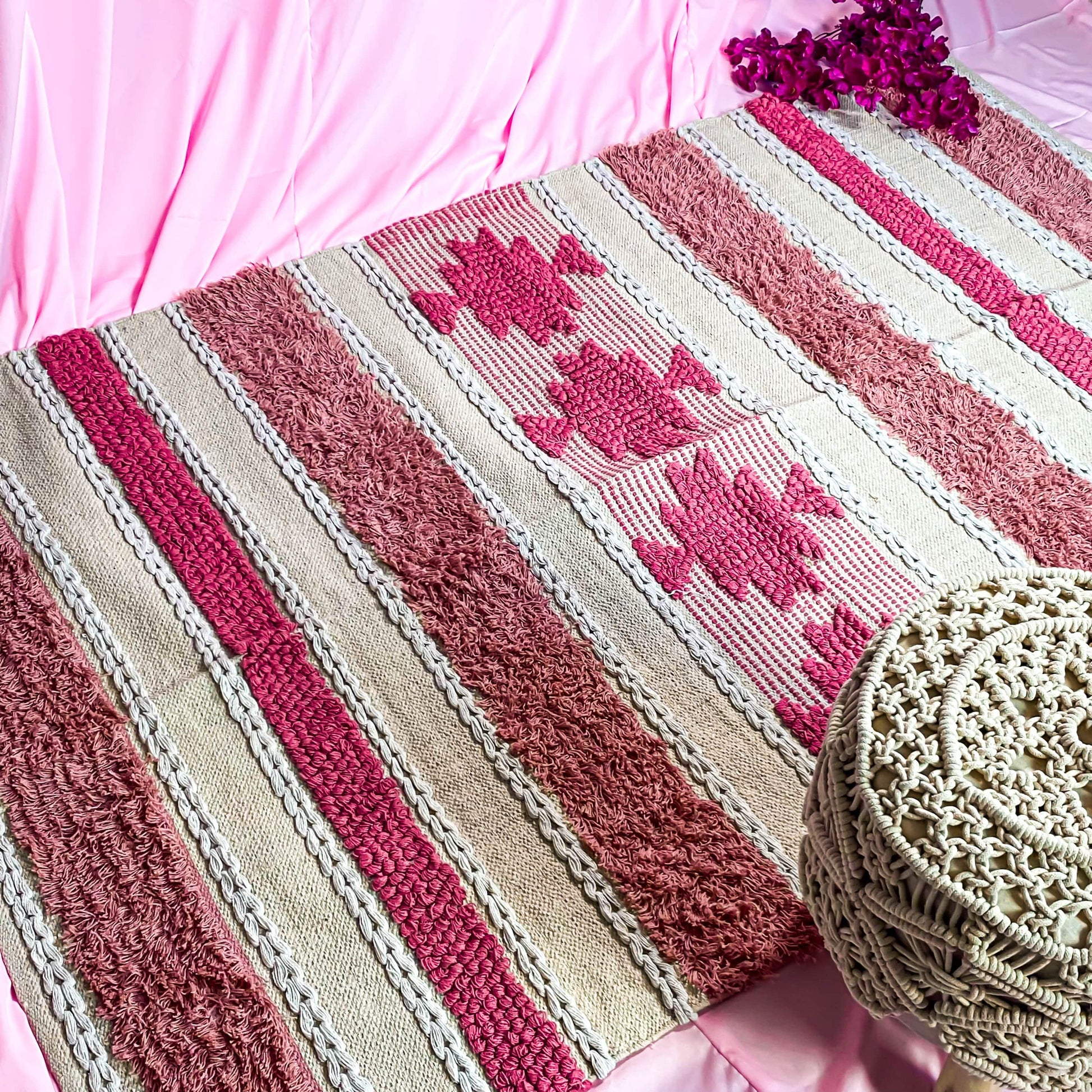 Pink Delight Cotton Rug for Home Laxhofur