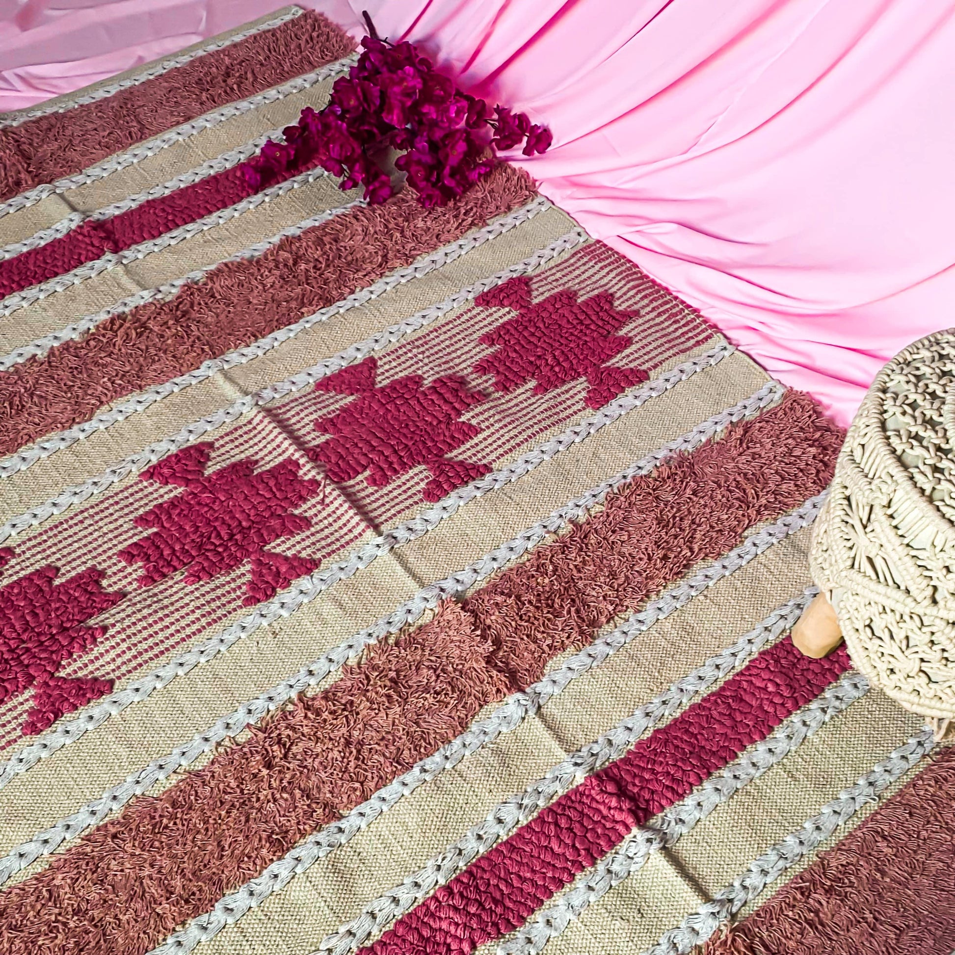 Pink Delight Cotton Rug for Home Laxhofur