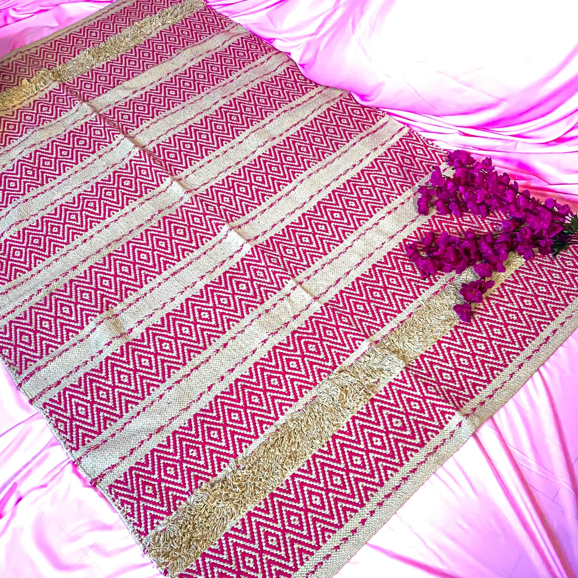 Classic Pink Cotton Rug for Home Laxhofur