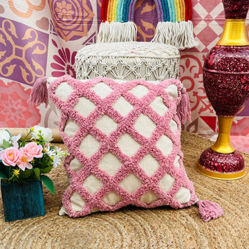 Pink Cushion Cover with Tassels - Laxhofur