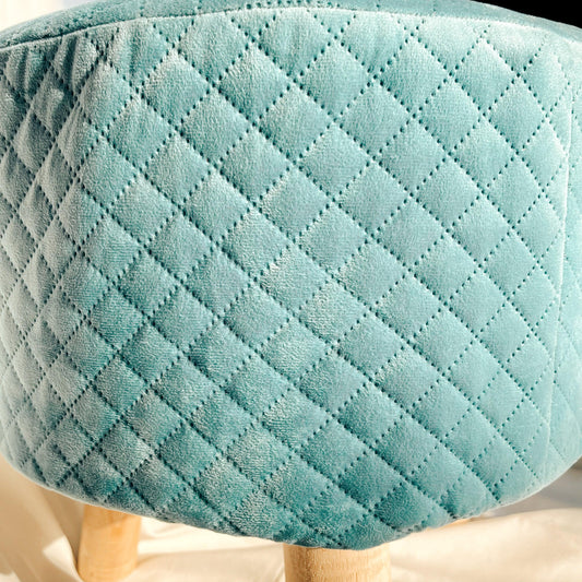 Round Velvet Ottoman (Blue)