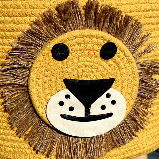 Yellow Lion Cotton Ottoman for Home