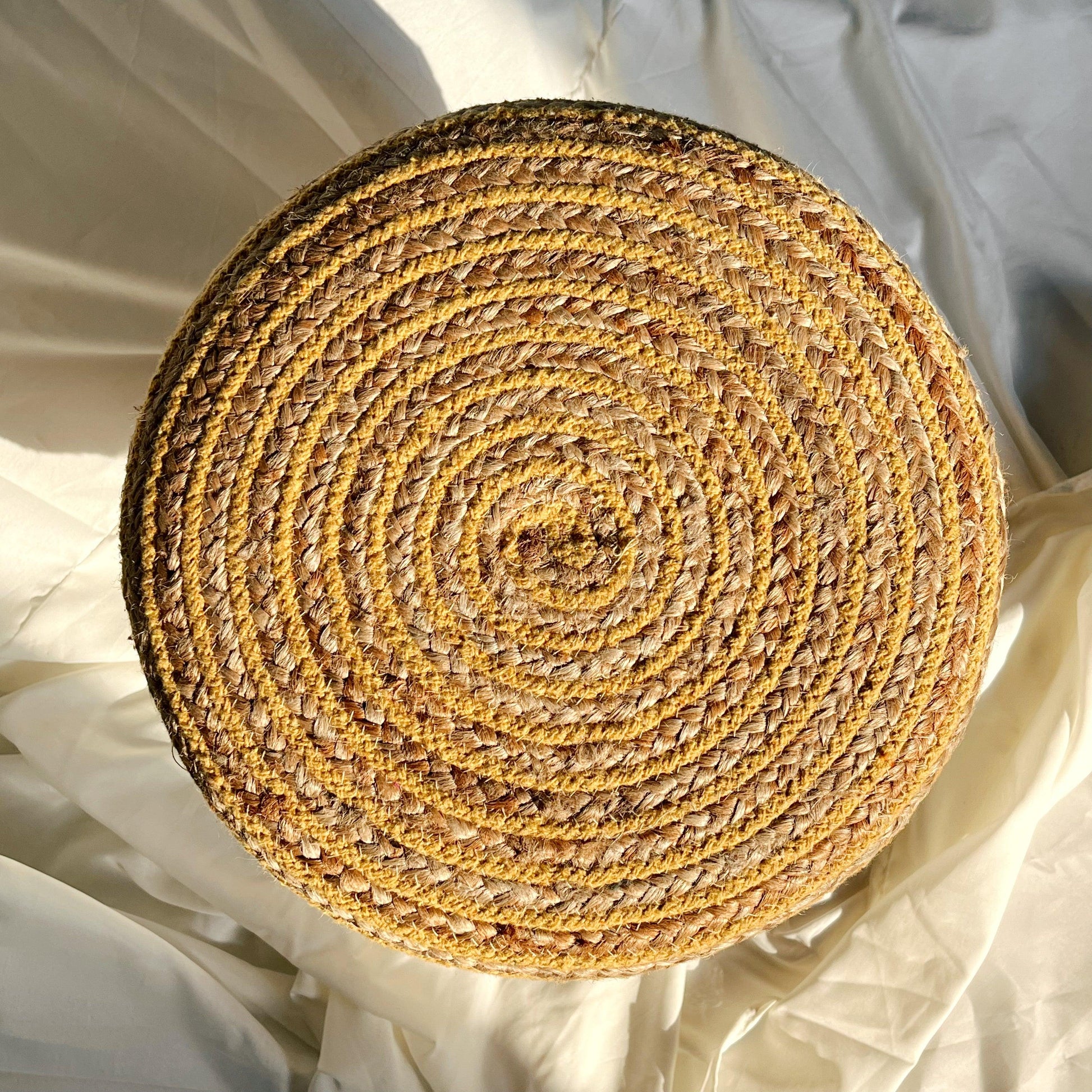 Round Jute Cotton Ottoman