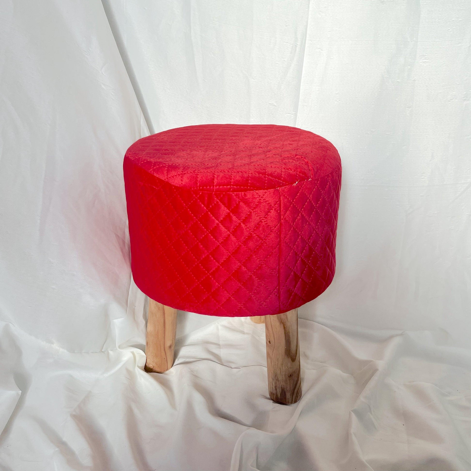 Round Velvet Ottoman (Pink)