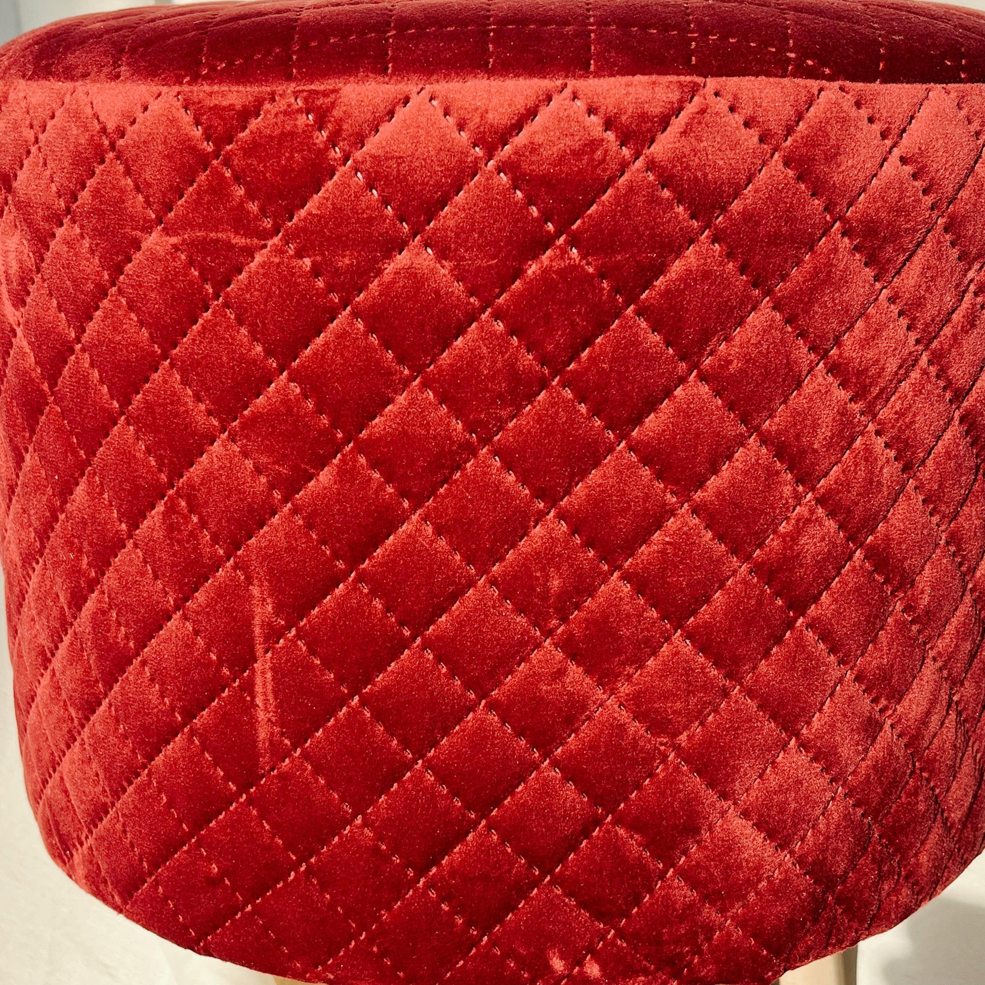 Round Velvet Ottoman (Red)