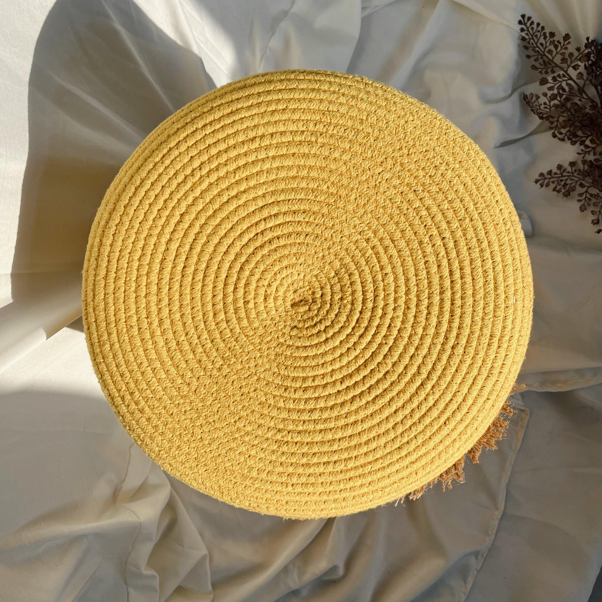 Round Yellow Ottoman for your home