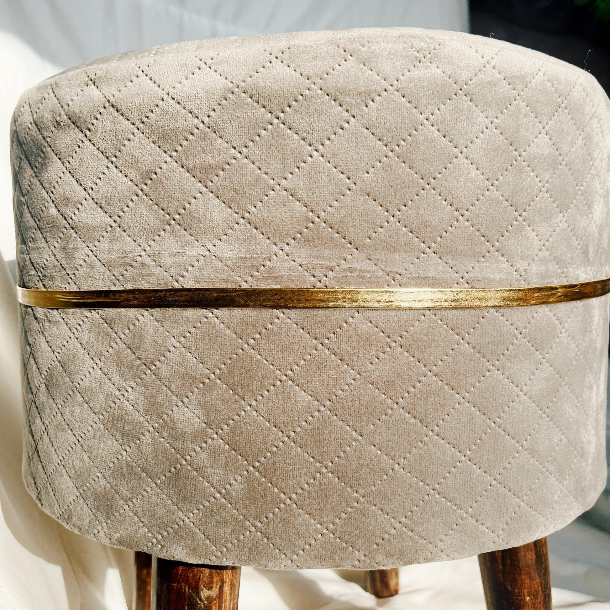 Round Velvet Ottoman for Home