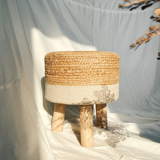 Round Jute Cotton Ottoman