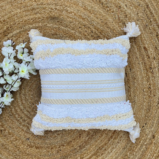 White Cushion Cover with Tassels - Laxhofur